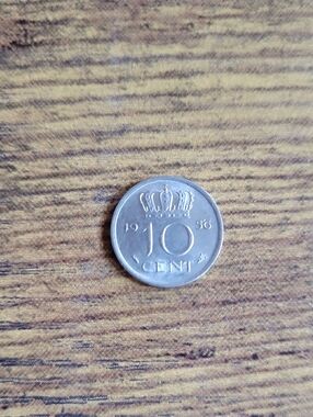 1956 Netherlands 10 Cent Coin - Silver Tones